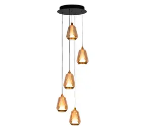 Highlight Hanglamp Tromba 5 lichts Ø 30 cm amber zwart