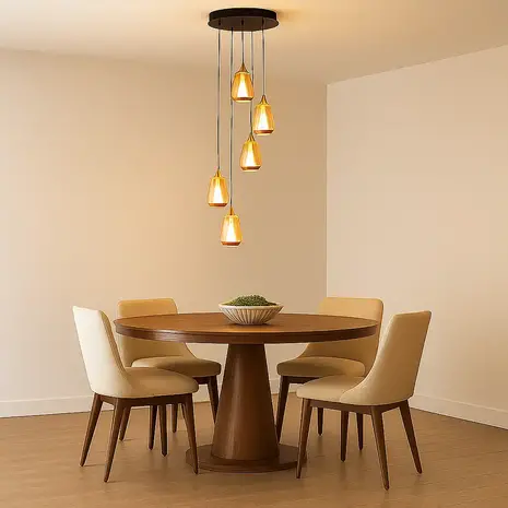 Highlight Hanglamp Tromba 5 lichts Ø 30 cm amber zwart Highlight Hanglamp Tromba 5 lichts Ø 30 cm amber zwart