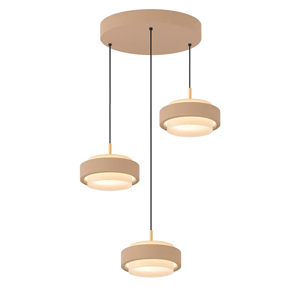 Freelight Hanglamp Puleggia 3 lichts Ø 33 cm comfortlift beige