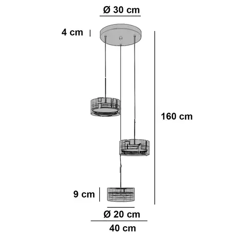 Highlight Hanglamp Enzo 3 lichts Ø 40 cm zwart Highlight Hanglamp Enzo 3 lichts Ø 40 cm zwart