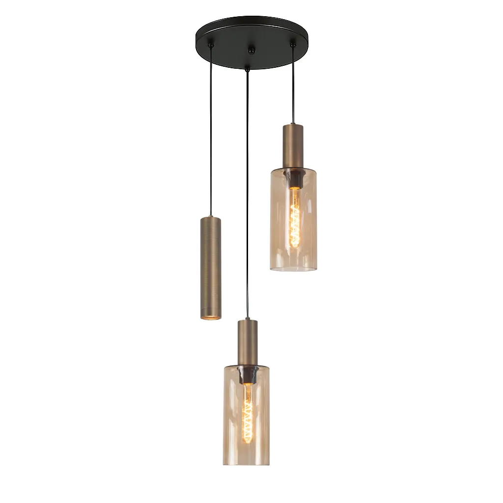 Highlight Hanglamp Perugia 2+1 lichts Ø 40 cm zwart amber