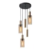 Highlight Hanglamp Perugia 3+2 lichts Ø 45 cm zwart amber Highlight Hanglamp Perugia 3+2 lichts Ø 45 cm zwart amber