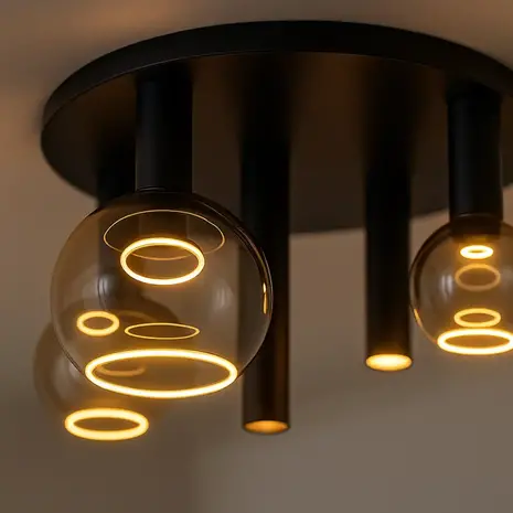 Ztahl Plafondlamp Riva 5 lichts Ø 50 cm zwart