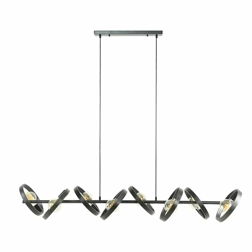 Ylumen Hanglamp Hover 8 lichts L 160 cm mat zwart Ylumen Hanglamp Hover 8 lichts L 160 cm mat zwart
