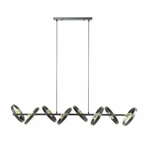 Ylumen Hanglamp Hover 8 lichts L 160 cm mat zwart Ylumen Hanglamp Hover 8 lichts L 160 cm mat zwart