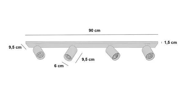 Highlight Spot Mila 4 lichts L 90 cm cacao Highlight Spot Mila 4 lichts L 90 cm cacao