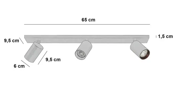 Highlight Spot Mila 3 lichts L 65 cm beige