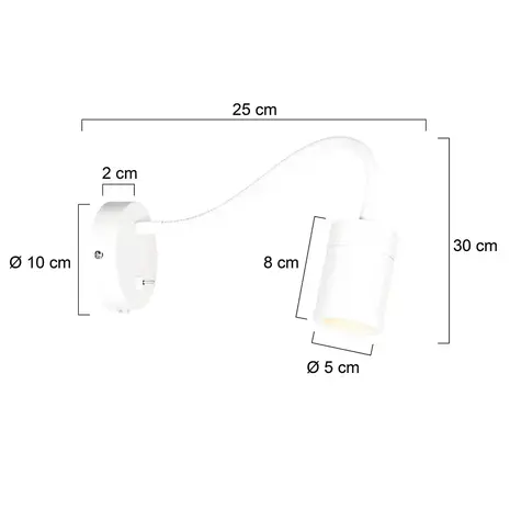 Mexlite Wandlamp Upround incl. GU10 LED wit Mexlite Wandlamp Upround incl. GU10 LED wit