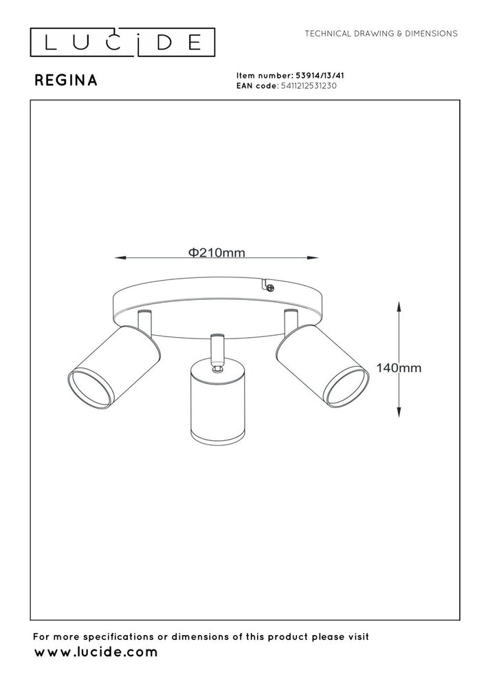 Lucide REGINA - Plafondspot - Ø 21 cm - 3xGU10 - Taupe | Essential Lucide REGINA - Plafondspot - Ø 21 cm - 3xGU10 - Taupe | Essential