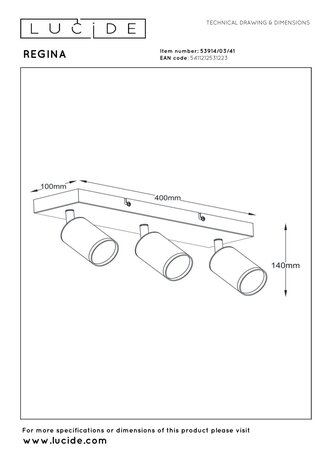 Lucide REGINA - Plafondspot - 3xGU10 - Taupe | Essential