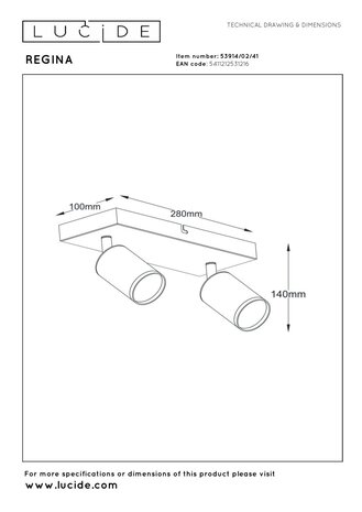 Lucide REGINA - Plafondspot - 2xGU10 - Taupe | Essential