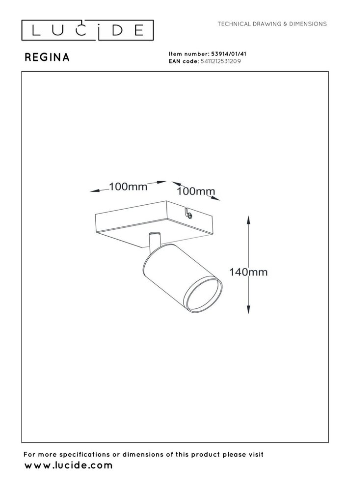 Lucide REGINA - Plafondspot - 1xGU10 - Taupe | Essential