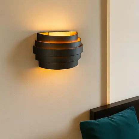 Highlight Wandlamp Scudo B 20 cm zwart goud Highlight Wandlamp Scudo B 20 cm zwart goud