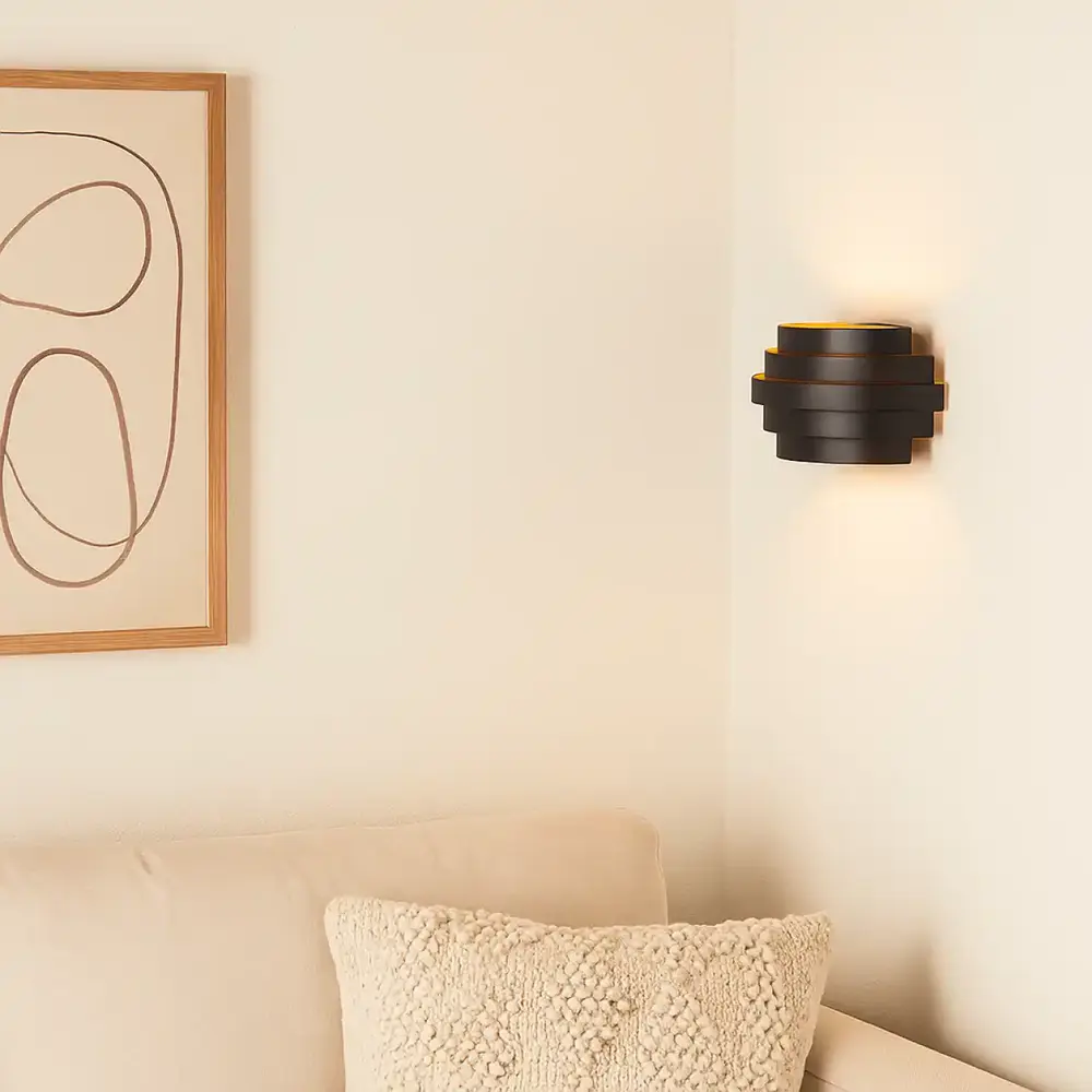 Highlight Wandlamp Scudo B 25 cm zwart goud Highlight Wandlamp Scudo B 25 cm zwart goud