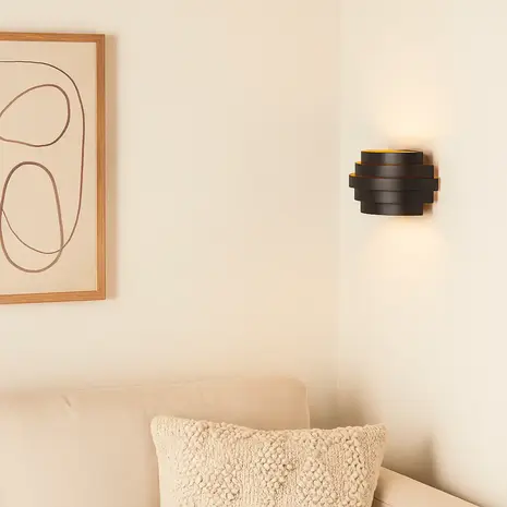 Highlight Wandlamp Scudo B 25 cm zwart goud Highlight Wandlamp Scudo B 25 cm zwart goud