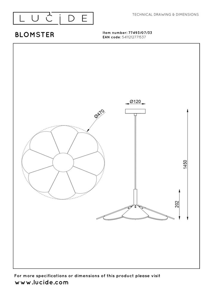 Lucide BLOMSTER - Hanglamp - Ø 47 cm - LED Dimb. - 1x9W 3000K - Groen | Essential