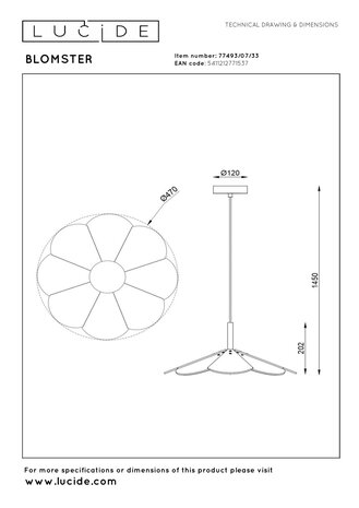 Lucide BLOMSTER - Hanglamp - Ø 47 cm - LED Dimb. - 1x9W 2700K - Groen | Essential Lucide BLOMSTER - Hanglamp - Ø 47 cm - LED Dimb. - 1x9W 2700K - Groen | Essential