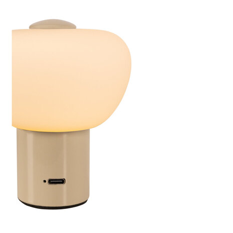 Lucide GUSTAV - Oplaadbare Tafellamp - Accu/Batterij - Ø 8 cm - LED Dimb. - 1x0,8W 2700K - Beige | Essential