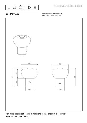 Lucide GUSTAV - Oplaadbare Tafellamp - Accu/Batterij - Ø 8 cm - LED Dimb. - 1x0,8W 2700K - Geel | Essential