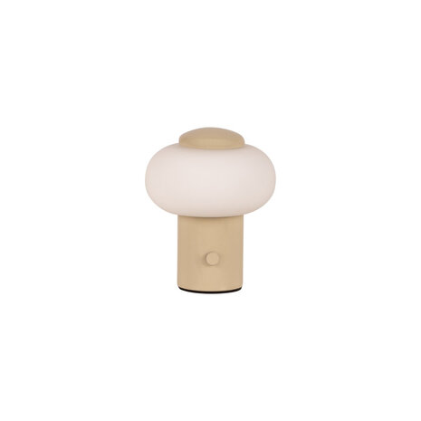 Lucide GUSTAV - Oplaadbare Tafellamp - Accu/Batterij - Ø 8 cm - LED Dimb. - 1x0,8W 2700K - Beige | Essential