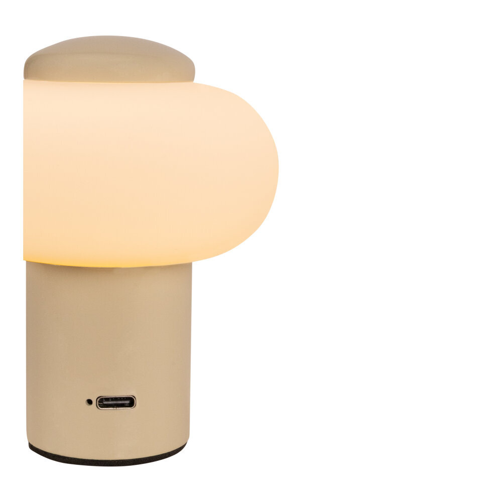 Lucide GUSTAV - Oplaadbare Tafellamp - Accu/Batterij - Ø 8 cm - LED Dimb. - 1x0,8W 2700K - Beige | Essential