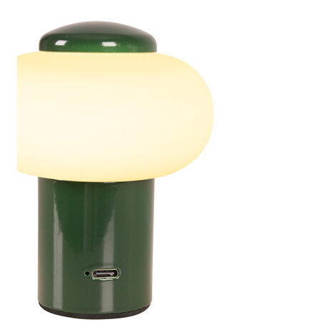 Lucide GUSTAV - Oplaadbare Tafellamp - Accu/Batterij - Ø 8 cm - LED Dimb. - 1x0,8W 2700K - Groen | Essential