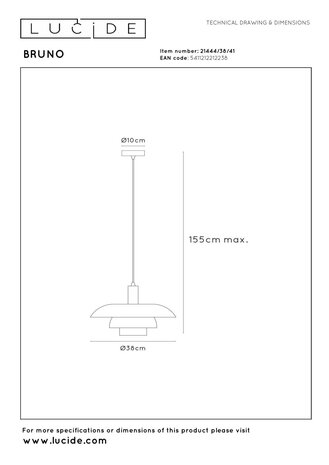 Lucide BRUNO - Hanglamp - Ø 38 cm - 1xE27 - Taupe | Essential