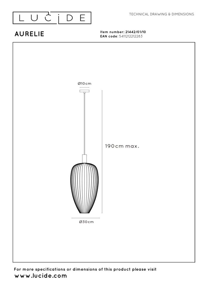 Lucide AURELIE - Hanglamp - Ø 30 cm - 1xGU10 (MR11) - Goud | Vibes