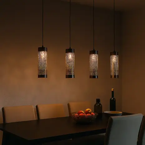 Freelight Hanglamp Forato 4 lichts L 120 cm bruin zwart