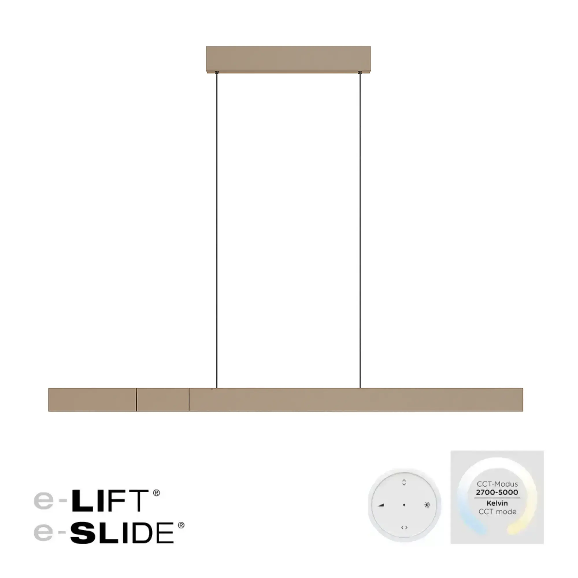 Neuhaus PURE Hanglamp e-Lift + e-Slide L 120-200 cm champagne