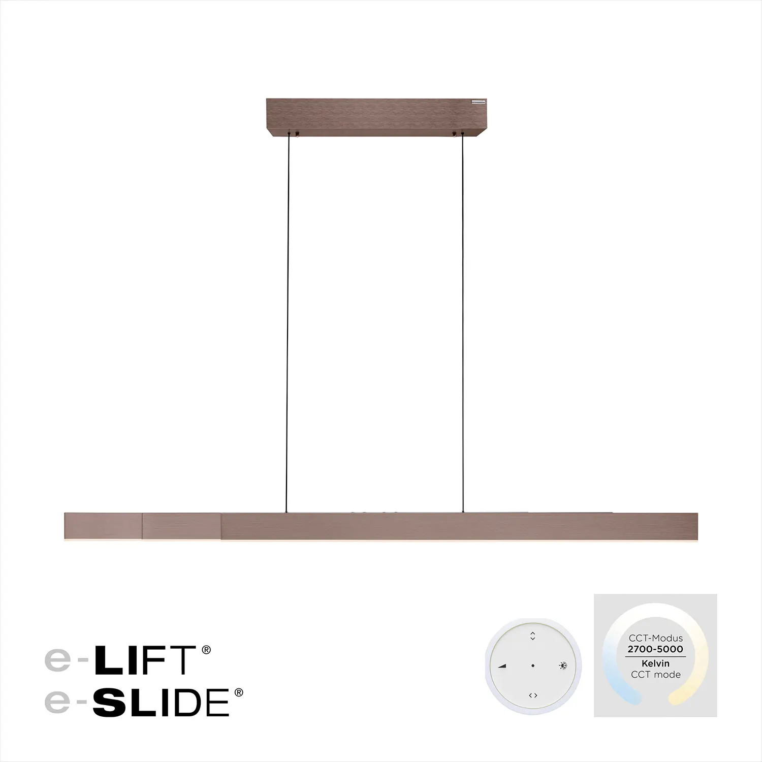 Neuhaus PURE Hanglamp e-Lift + e-Slide L 120-200 cm dark metal brown