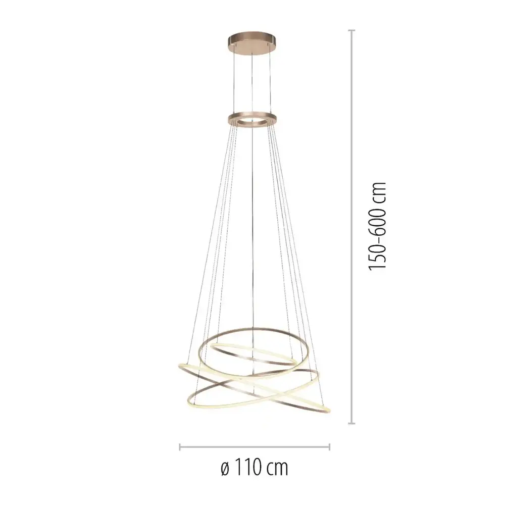 Neuhaus PURE Hanglamp E-Flying Rings Ø 110 cm vide champagne