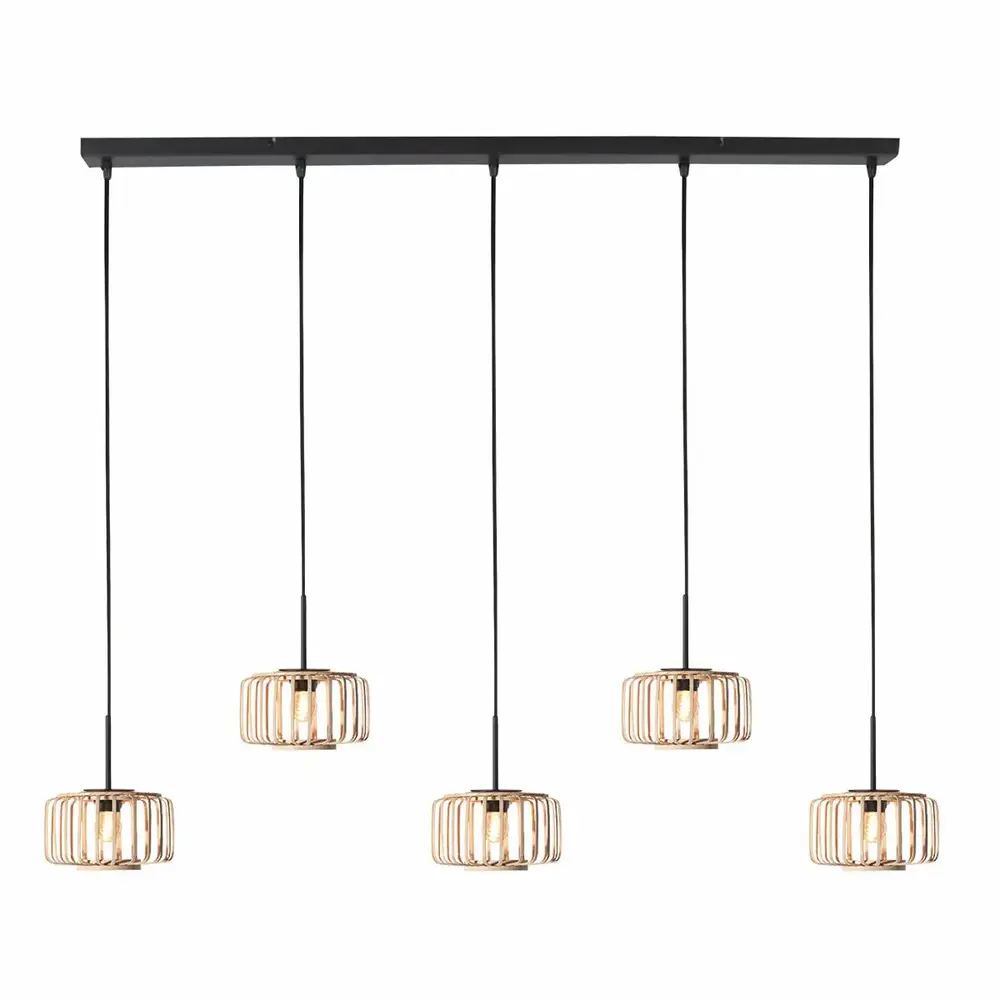 Mexlite Hanglamp HaloSwap 5 lichts L 110 cm bamboe zwart