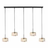 Mexlite Hanglamp HaloSwap 5 lichts L 110 cm bamboe zwart