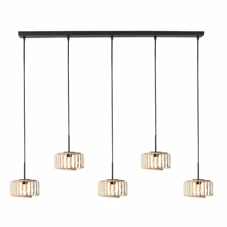 Mexlite Hanglamp HaloSwap 5 lichts L 110 cm bamboe zwart