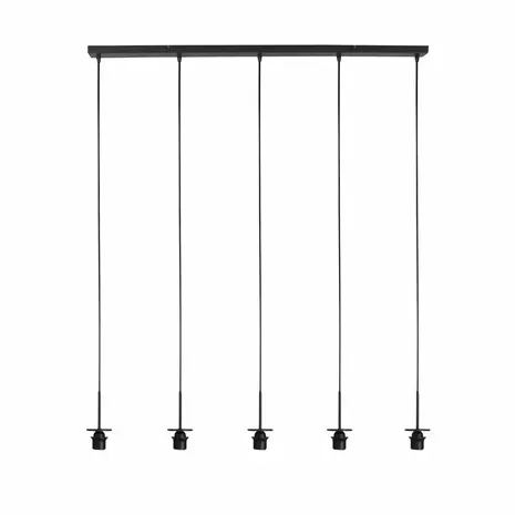 Mexlite Hanglamp HaloSwap 5 lichts L 110 cm bamboe zwart