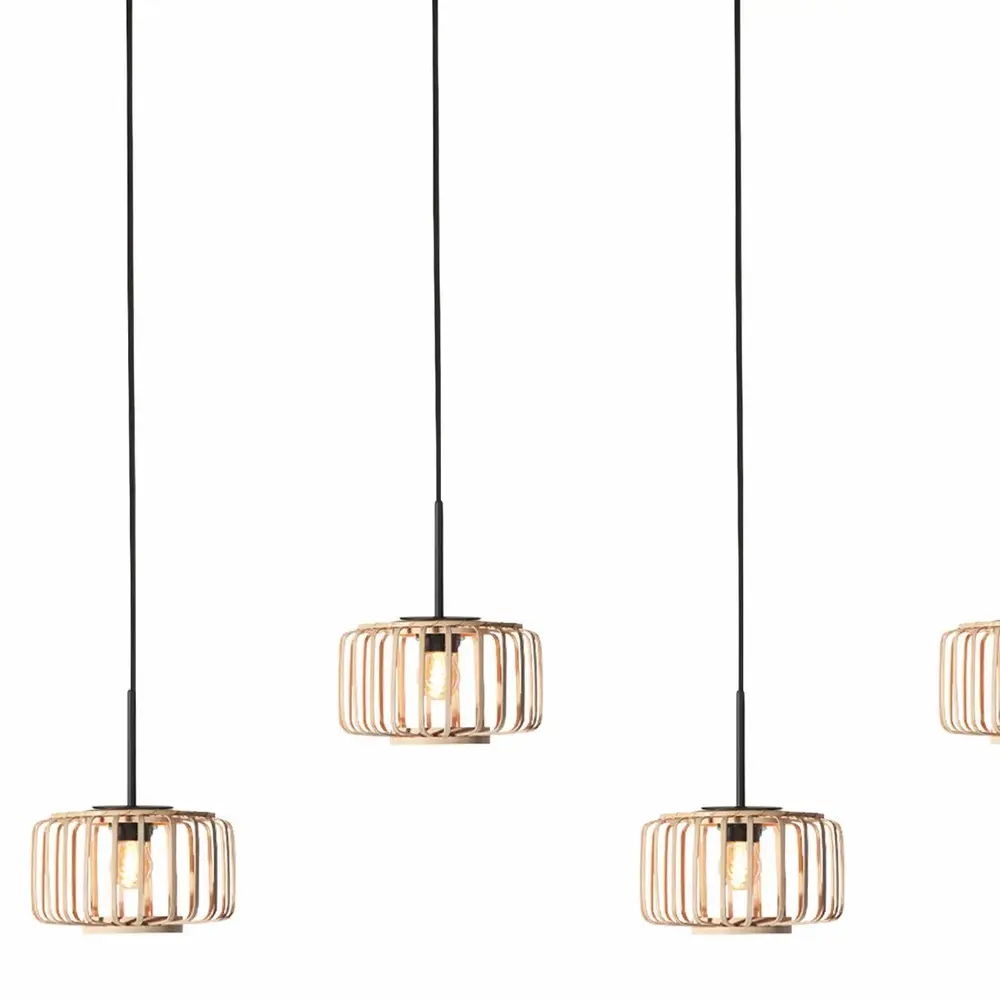 Mexlite Hanglamp HaloSwap 5 lichts L 110 cm bamboe zwart