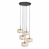 Steinhauer Hanglamp HaloSwap 5 lichts Ø 40 cm bamboe zwart