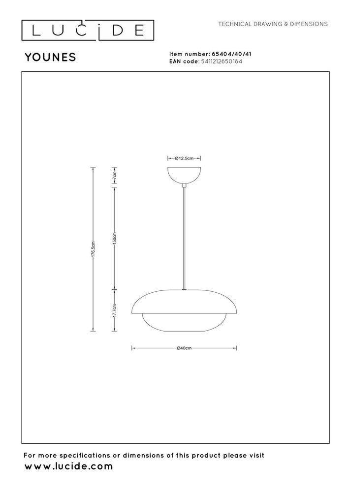 Lucide YOUNES - Hanglamp - Ø 40 cm - 1xE27 - Taupe | Essential