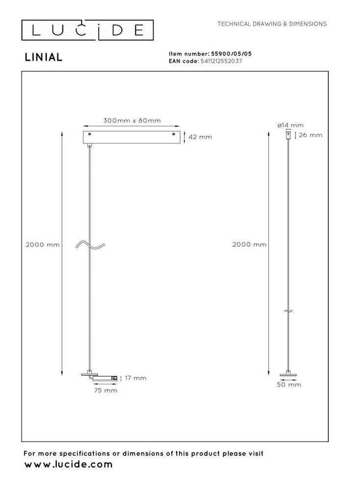 Lucide Premium LINIAL Ophanging voor opbouwdriver - 1 fase Railsysteem / Railverlichting - Smart - 48V Track - Champagne