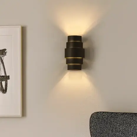 Artdelight Wandlamp Rolls H 22 cm zwart goud