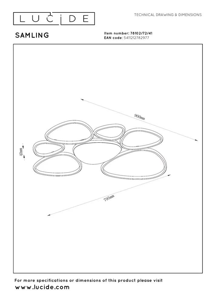Lucide SAMLING - Plafonnière - LED Dimb. - CCT - 1x72W 2700K/4000K - Taupe Lucide SAMLING - Plafonnière - LED Dimb. - CCT - 1x72W 2700K/4000K - Taupe