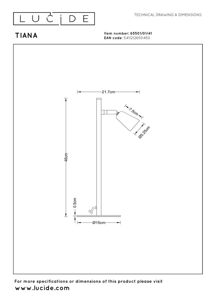 Lucide TIANA - Tafellamp - 1xGU10 - Taupe | Essential