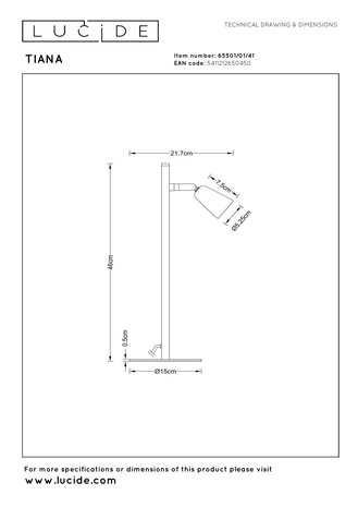 Lucide TIANA - Tafellamp - 1xGU10 - Taupe | Essential