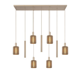 Lucide LAMBRES - Hanglamp - 6xE27 - Taupe