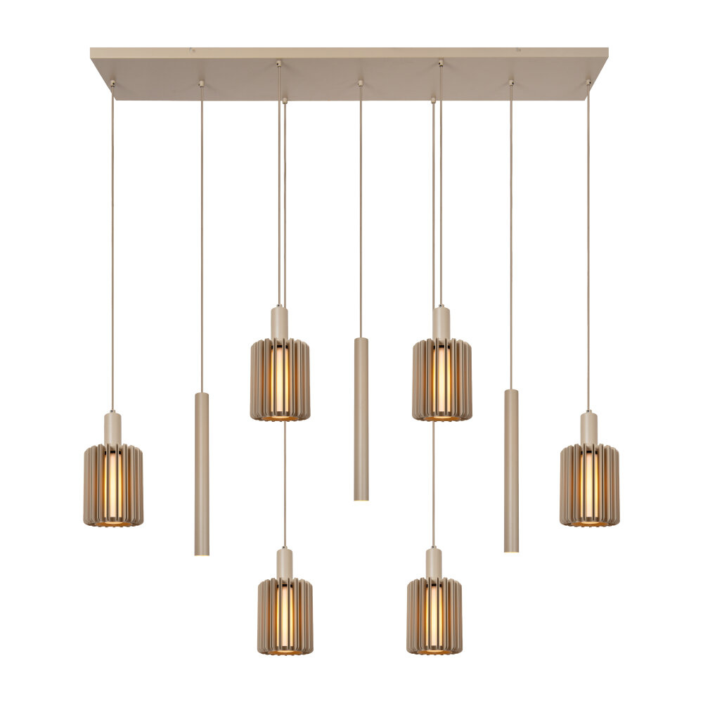 Lucide LAMBRES - Hanglamp - 6xE27 - Taupe