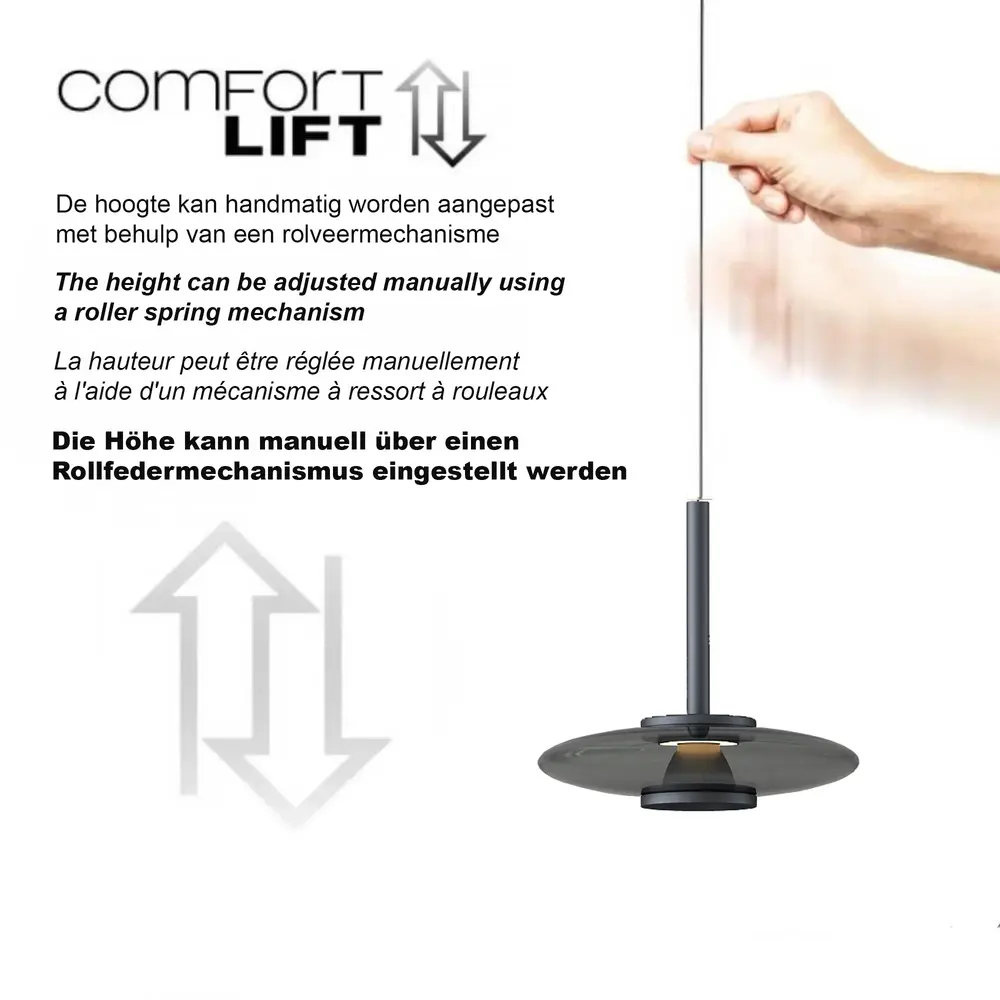 Artdelight Hanglamp Madison 3 lichts L 130 cm comfortlift zwart
