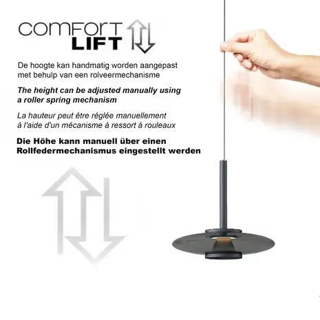 Artdelight Hanglamp Madison 3 lichts L 130 cm comfortlift zwart
