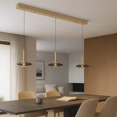 Artdelight Hanglamp Madison 3 lichts L 130 cm comfortlift champagne Artdelight Hanglamp Madison 3 lichts L 130 cm comfortlift champagne