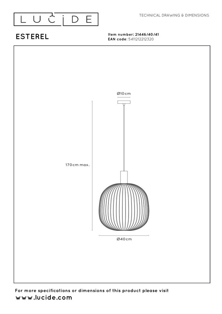 Lucide ESTEREL - Hanglamp - Ø 40 cm - 1xGU10 - Taupe | Essential